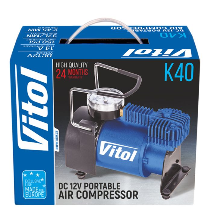 Компресор "ViTOL" K-40 150psi/14Amp/37л/прикурювач