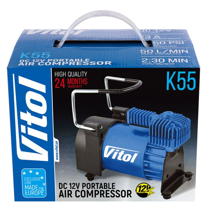 Компресор "ViTOL" K-55 150psi/23Amp /50л/шланг 5,0м/клеми